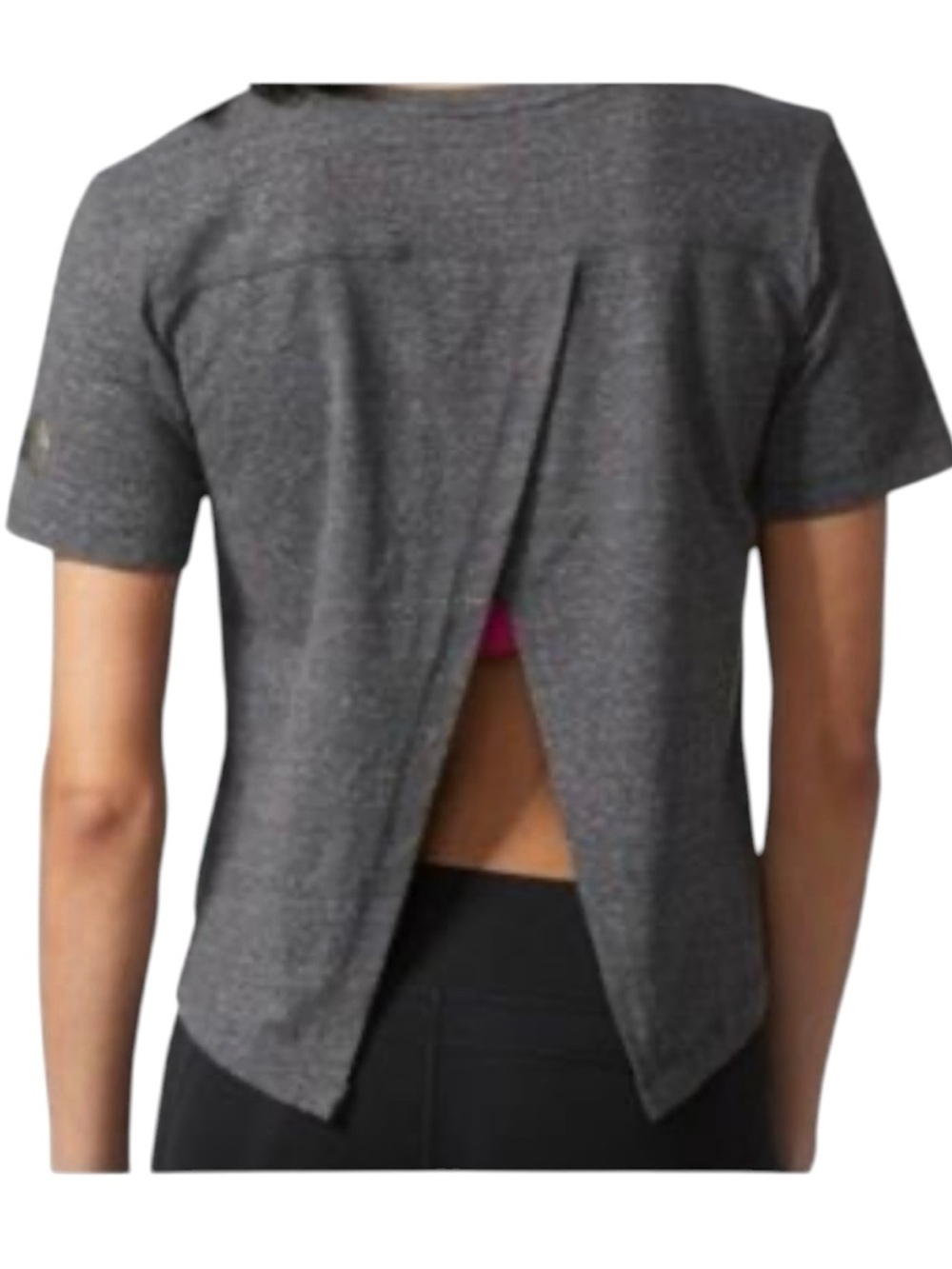 adidas Gray Short Sleeve Open-Back Athletic Tee